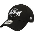 New Era LA Lakers Essentials Outline 9FORTY Adjustable Baseball Cap Hat - Black