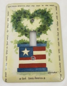 God Bless America Interruptor de Luz de Metal Cubierta Placa Cubierta Patriótico Americano - Imagen 1 de 2