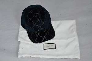 Gucci GG Dark Blue Velvet Baseball Cap Hat Childrens Young Adult Size 56cm - Picture 1 of 16