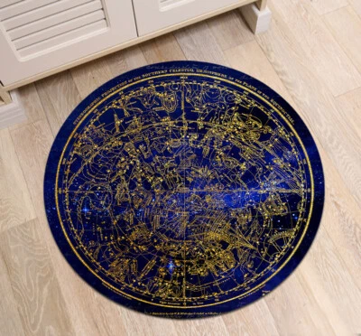 Golden Constellation Round Floor Yoga Mat Bedroom Carpet Living Room Area Rugs - Image 1 of 4