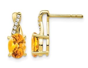 1.50 Carat (ctw) Citrine Drop Post Earrings 10K Yellow Gold - Picture 1 of 4