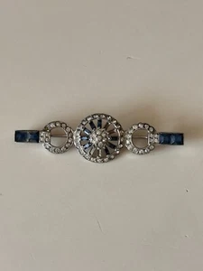 Harvey Otis Hollywood Regency Sterling Silver Blue Rhinestone Brooch Art Deco - Picture 1 of 5