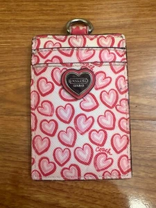Coach ID card badge holder for lanyard Pink signature C clear window - Picture 1 of 2