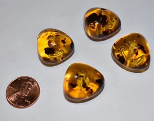 4 AMBER (FAUX) PLASTIC BAROQUE BEADS * FULL DRILLED * 17mm * beautiful residue - Picture 1 of 1