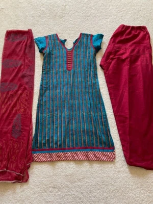 Cachecol feminino Salwar Kameez vestido Kurti calça 3 peças Kurta - Imagem 1 de 4