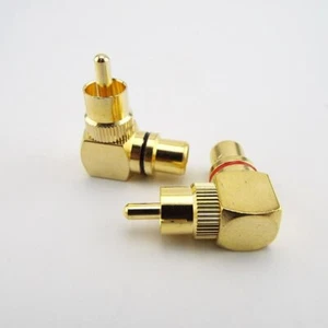 2pcs Gold Plated RCA Right Angle Male To Female Audio Connector Plug Adapters - Picture 1 of 5