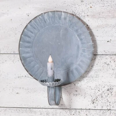 2 Round weathered Tin Candle Wall Sconces - Image 1 of 2