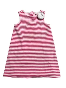 Janie and Jack Paradise Pink White Stripe Ponte Sleeveless Spring Dress 6 - Picture 1 of 11