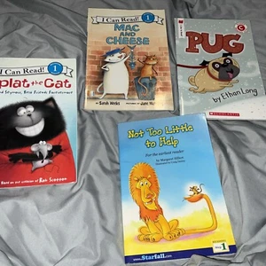 Splat The Cat,mac And Cheese, Pug, Not Too Little To Help All Level 1 Readers - Picture 1 of 22