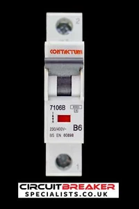 CONTACTUM 6 AMP CURVE B 6kA MCB CIRCUIT BREAKER 7106B - Picture 1 of 6