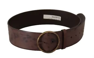DOLCE & GABBANA Belt Dark Brown Wide Calf Leather Logo Round Buckle 90cm/36in - Picture 1 of 6