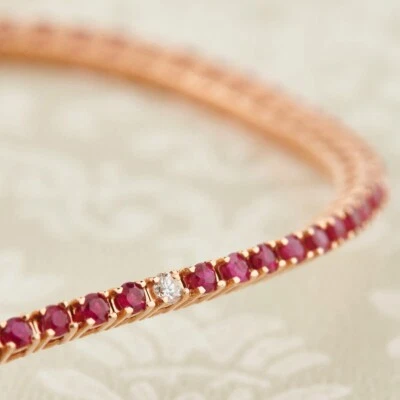 Ruby Diamond Tennis Bracelet 18ct Rose Gold - Image 1 of 4