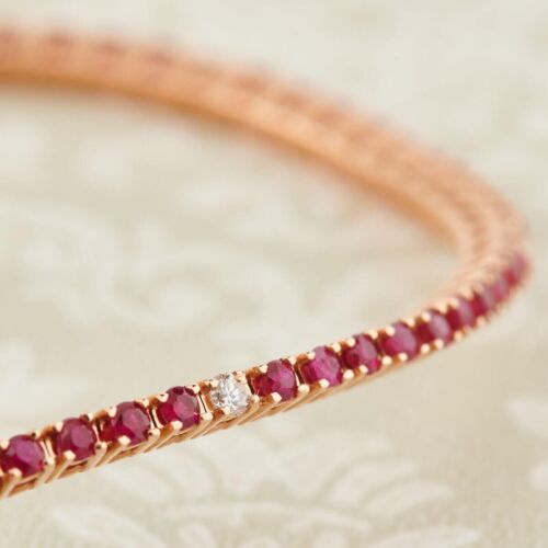 Ruby and Diamond Tennis Bracelet - 18ct Rose Gold