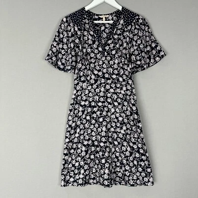 Женское платье Rebecca Taylor 0 синее шелковое с цветочным узором флаттер женское коттеджкор богемное - Изображение 1 из 4