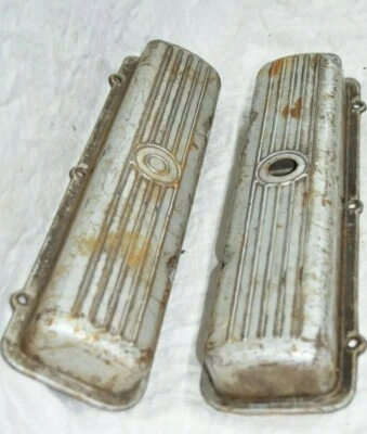 CUBIERTAS DE VÁLVULAS Oldsmobile 394 Cubierta de Acero Acanalada Big Block Rocket V8 Starfire De Colección  Foto 1 de 4