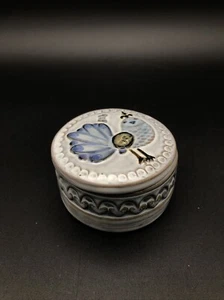 Einzigartige Keramik Schmuckschatulle Pfau Blau Porzellan 7,5cm - Bild 1 von 5