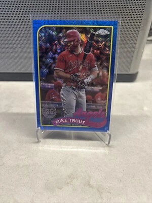 Mike Trout 2024 Topps Series 1 - 1989 Topps Chrome Silver Pack Blue /150 Jersey# - Image 1 of 3