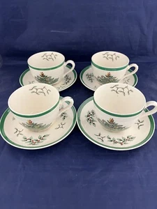 4er Set Vintage Spode WEIHNACHTSBAUM Tassen und Untertassen - S3324 - England - Bild 1 von 5
