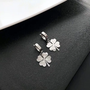 Luxury Geometric Clover Titanium Steel 18K Gold Plated Earrings St Patrick’s Day - Picture 1 of 1