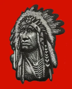 Indian Chief  embroidered Skull BIKER INDIAN CHIEF IRON ON PATCH  - Picture 1 of 1
