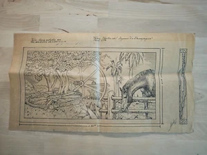 CUBAN ARTIST CIGAR BOX ART Drawing DESIGN DEMAJAGUA INGENIO 1960s 18x11 inches - Picture 1 of 2