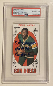 1969-70 Topps ELVIN HAYES Signed Rookie Basketball Card #75 PSA/DNA Auto 10
