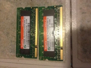 Hynix 512MB Memory Set - 2 X 256MB 1Rx16 PC2-4400S-444-12 Laptop Memory - Picture 1 of 1