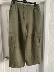 Women's Khaki Green Cargo Trousers Size 16 - Picture 1 of 4