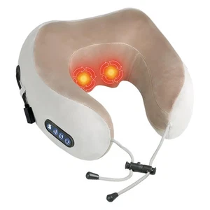 Neck Massager,Portable Heated Kneading Massage Cushion Pillow,Rechargeable Sh... - Picture 1 of 6