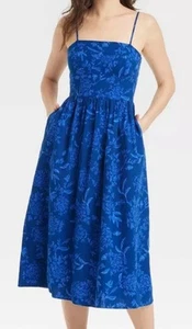 Women's Corset Midi A-Line Dress - Universal Thread Blue Floral XS NWT - Picture 1 of 3