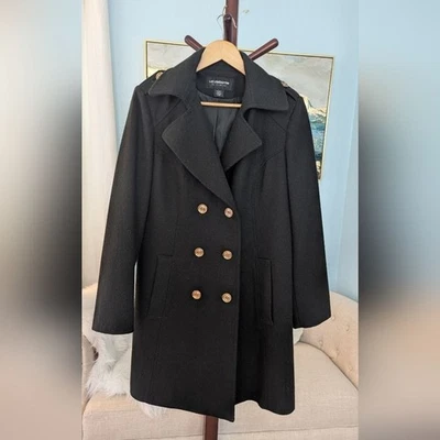 Abrigo Liz Claiborne Ropa Exterior Lana Doble Pecho Verde Oscuro Talla L Foto 1 de 4