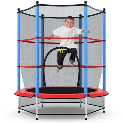 Youth Jumping Round Trampoline 55" Exercise W/ Safety Pad Enclosure Combo Child - Image 1 of 4