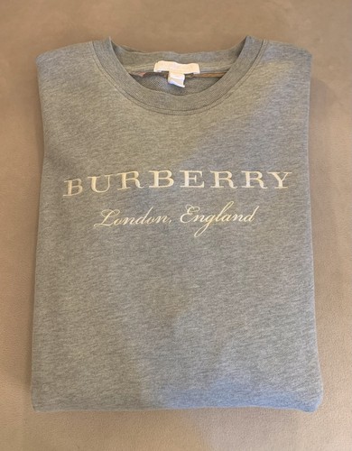 Abito felpa Burberry Big Girl motivo logo top bianco grigio taglia 12 anni us intime ottimeioni!