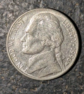 1996-P 5c Jefferson Nickel Full Steps About Uncirculated + Shiny Super Fine - Image 1 of 4