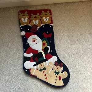 Vintage Prima Creations SANTA-REINDEER-GINGERBREAD Stocking - 18" - 2001 - Picture 1 of 5