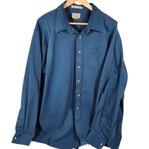 LL Bean Mens Blue Wrinkle Resistant Button Up Shirt XXL Tall Long Sleeve Casual - Picture 1 of 5