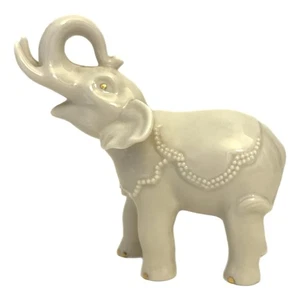Lenox weißer Porzellan Elefant Rüssel Figur 24 K Gold Berührungen 3,5" - Bild 1 von 7