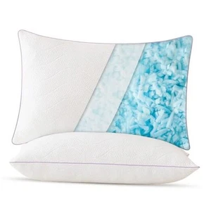 Pillows Queen Size Set of 2 - Cooling Shredded Memory Foam Pillows, QUEEN SIZE - Picture 1 of 8