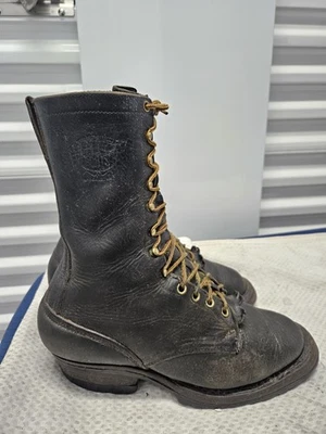 Whites Logger Packer Boots Black Leather Wildland Firefighter 8.5D - Image 1 of 4
