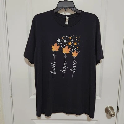 Faith Hope Love Women's XL Fall Theme Short Sleeve T-Shirt Crew Neck - Image 1 of 4