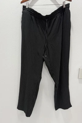 Nuevo Pantalones DKNY Pierna Ancha Dibujo Cuerda Rayas Negro Blanco Mujer XL Foto 1 de 4