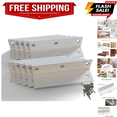 Soporte de esquina de acero inoxidable blanco, soporte de ángulo recto de junta, forma de L pesado... Foto 1 de 4