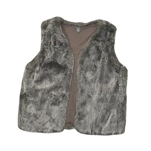 Eddie Bauer Faux Fur Vest Brown 2XL Women's V Neck Solid Acrylic Sleeveless - Picture 1 of 7