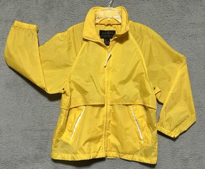Chaqueta Abrigo de Lluvia Eddie Bauer De Colección Para Mujer Mediana Cremallera Completa Cortavientos Amarillo Foto 1 de 4