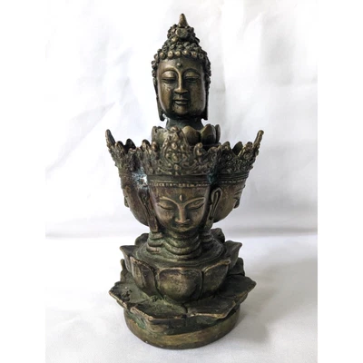 Antique Brass 5 Headed Kwan-yin Avalokiteshvara Goddess Statue Buddhist Tibet - Image 1 of 4
