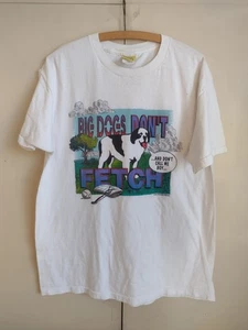 Camisa De Colección Años 90 Big Dogs L Nostálgico Papá Big Dogs Don't Fetch 1995 *Defecto* - Imagen 1 de 10