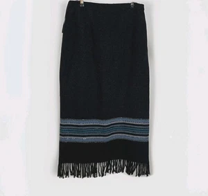 Falda con flecos gris mezcla de lana sin marca talla 8 cuentas  - Imagen 1 de 8
