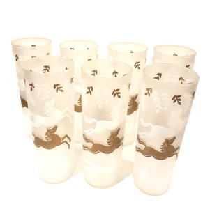 Vintage Libbey Cavalcade Horses Frosted Tom Collins Glasses 7 - Picture 1 of 9