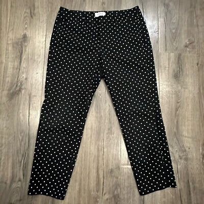 Elle Brand Skinny Ankle Black White Polka Dot Career Pants Trousers Size 8 - Image 1 of 4