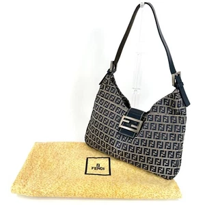 FENDI Zucca Zucchino Mamma Bucket Shoulder Bag Beige Leather Brown Authentic - Picture 1 of 24